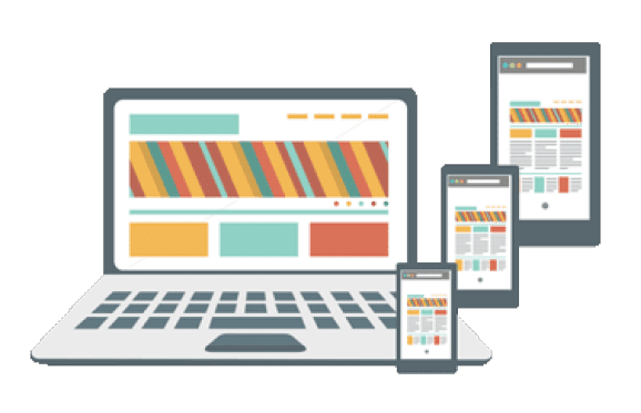 Vector graphic of laptop and three different sizes of phones